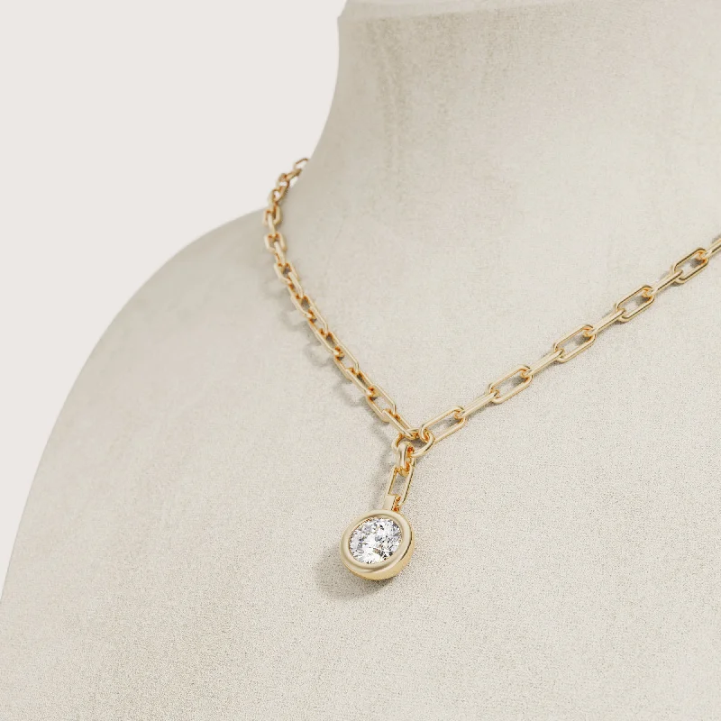 men’s chain necklaces -Iris Diamond Bezel Pendant Necklace