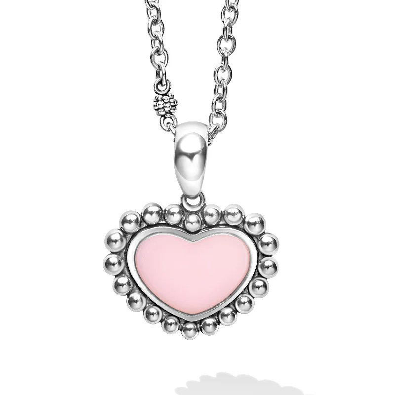 affordable silver necklaces -Maya Pink Ceramic Heart Necklace