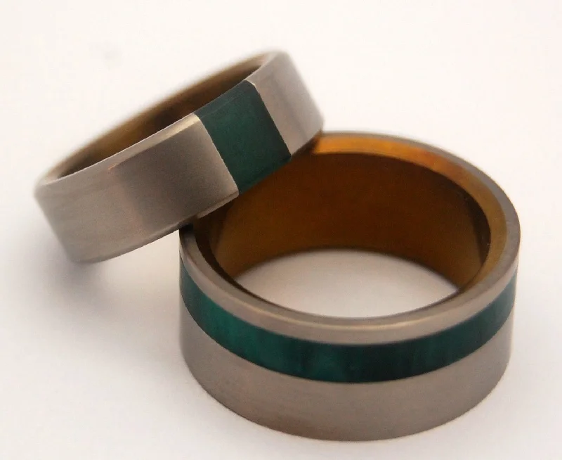 gemstone rings for women -Arrant Jade & Hummingbird | Titanium & Stone Wedding Ring