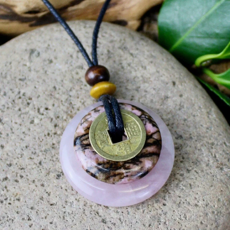 affordable necklaces for women -Rose Quartz and Rhodonite Earth & Art