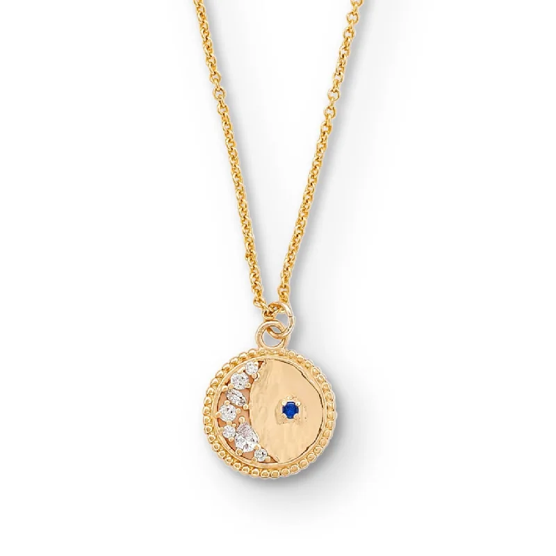 designer necklaces for women -Funston Moon with CZ Pendant Necklace