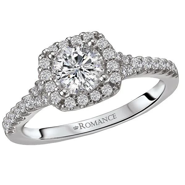 modern engagement rings -Halo Semi-Mount Diamond Ring