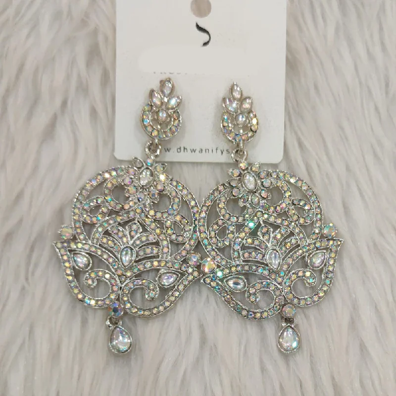 elegant diamond earrings -Dhwani Silver Plated Austrian Stone Dangler Earrings