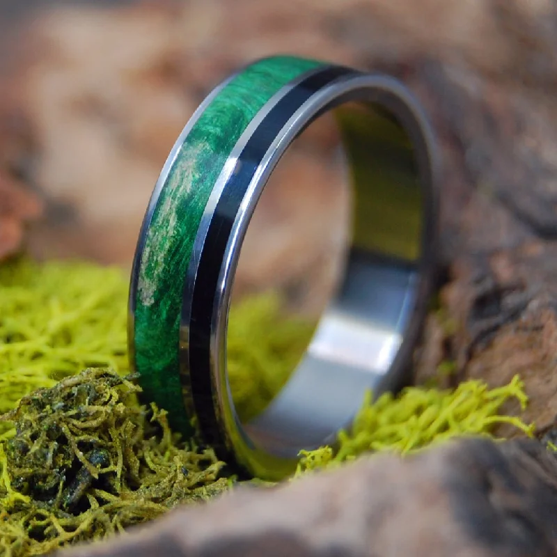 handcrafted rings for women -Wits That Do Agree | Men's Horn, Wood & Titanium Wedding Ring