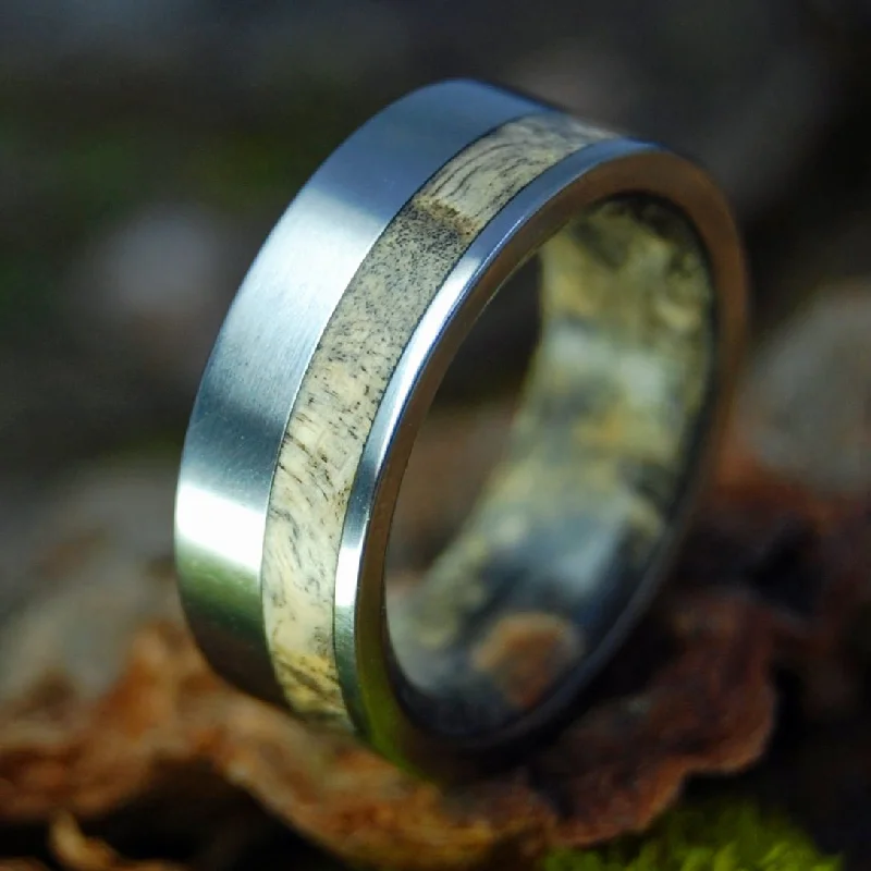 gold band rings for women -Mirror Buckeye Grove | Men's Buckeye Wood & Titanium Wedding Ring