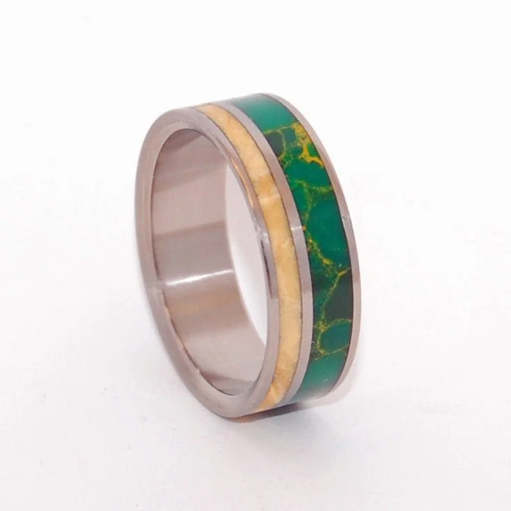 birthstone rings for women -The Earth Romanced The Sun | Men's Jade, Wood & Titanium Wedding Ring