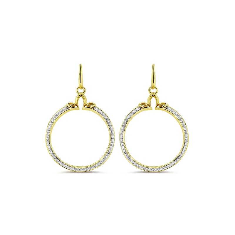 trendy ear cuffs -Portrait Pavé Hoop Earring 1" - 18K Gold Vermeil + CZ Blanc