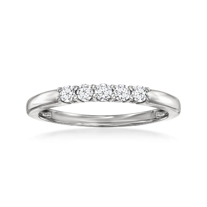 eco-friendly vintage engagement rings -Ross-Simons Lab-Grown Diamond 5-Stone Ring in Sterling Silver