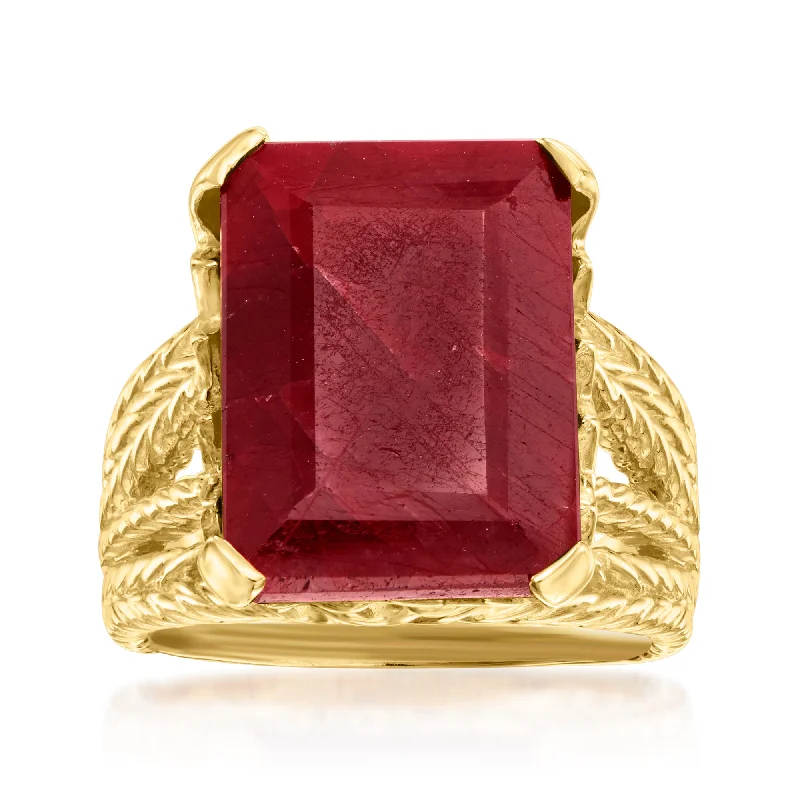 vintage engagement rings -Ross-Simons Ruby Multi-Row Ring in 18kt Gold Over Sterling