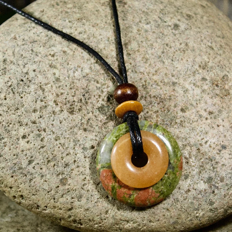 unique charm necklaces -Red Aventurine and Unakite Destiny Duo