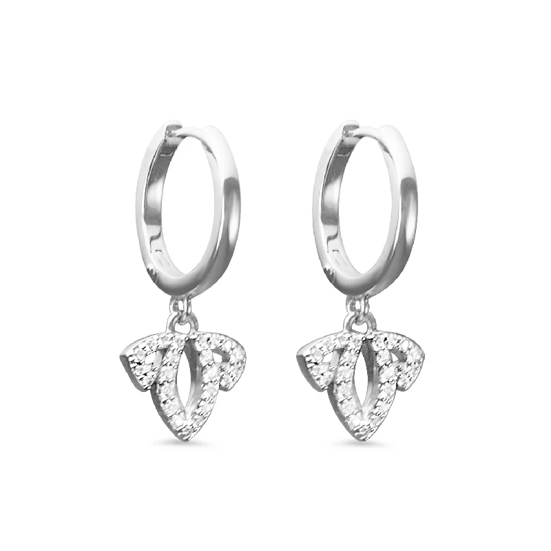 custom-made earrings -Tiara Pavé Charm Hoop Earring - Sterling Silver + CZ Blanc