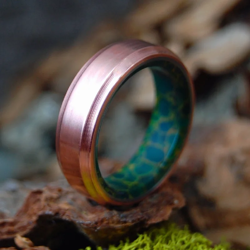 women’s promise rings -Egyptian Copper Moxie | Men's Egyptian Copper, Egyptian Jade & Titanium Wedding Ring