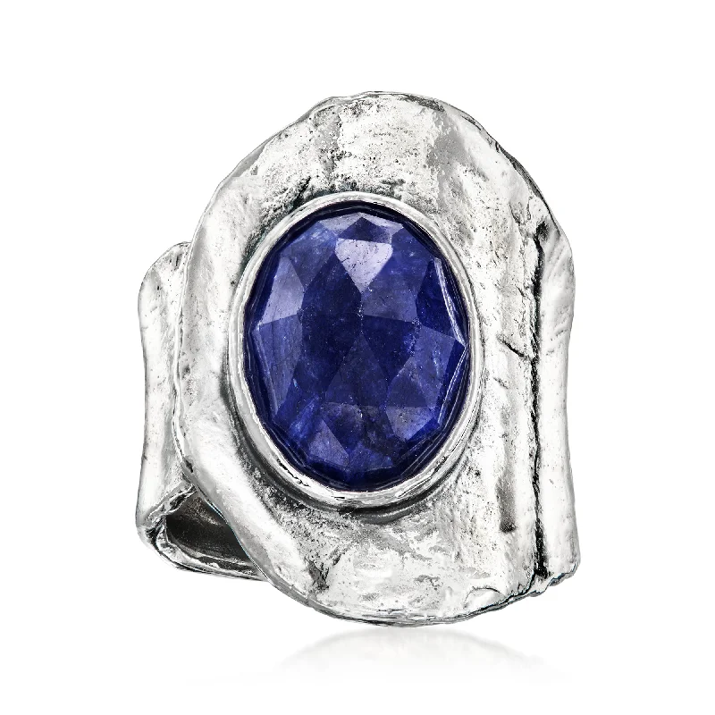 elegant solitaire engagement rings -Ross-Simons Sapphire Ring in Sterling Silver