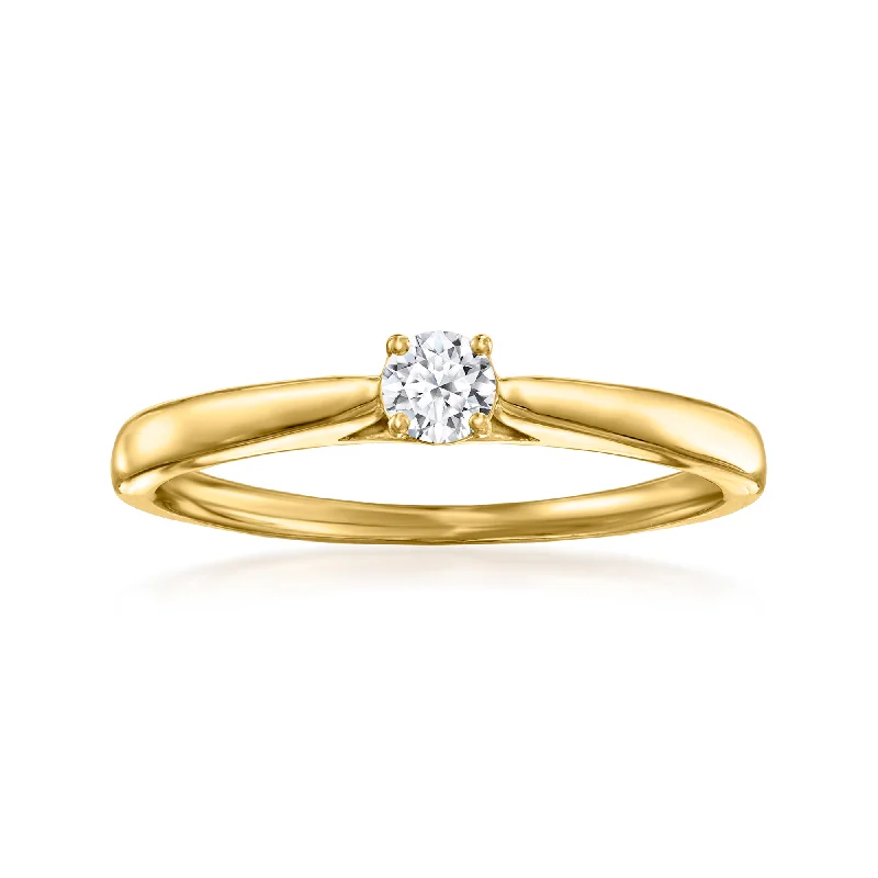 affordable halo engagement rings -Ross-Simons Lab-Grown Diamond Solitaire Ring in 18kt Gold Over Sterling