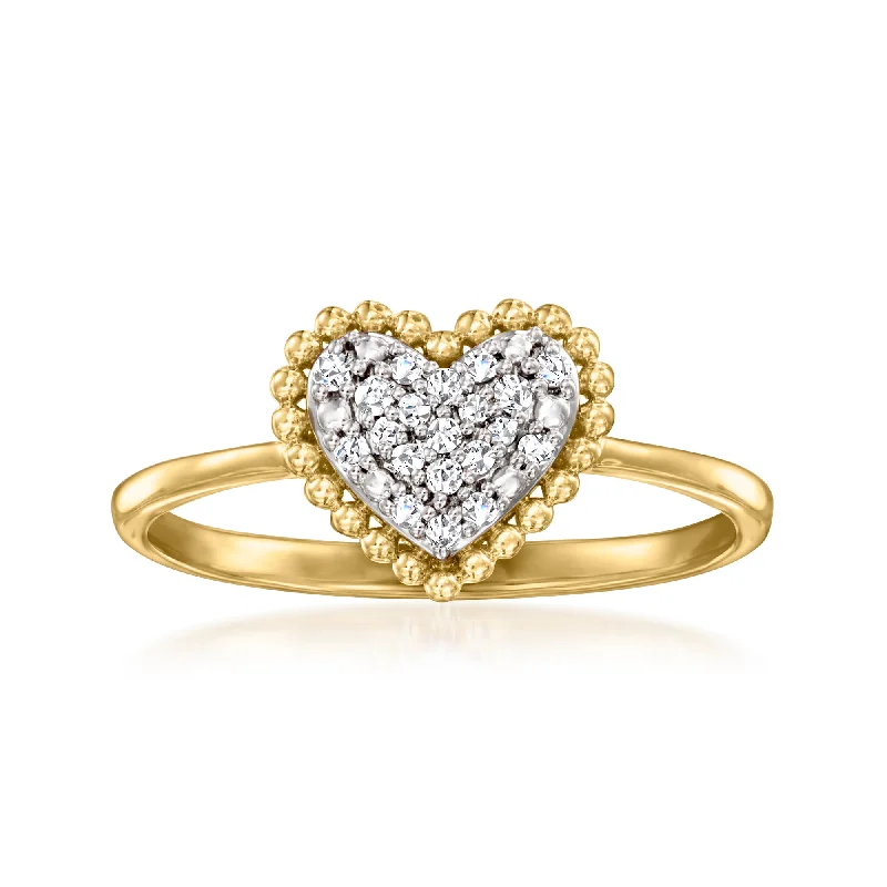 oval engagement rings for women -Ross-Simons Pave Diamond Heart Ring in 18kt Gold Over Sterling