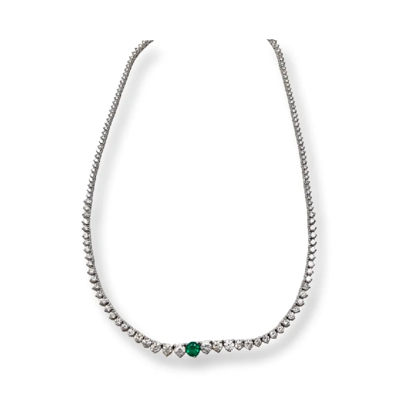 stylish diamond necklaces -Coronation Emerald & White Diamond 18K Necklace