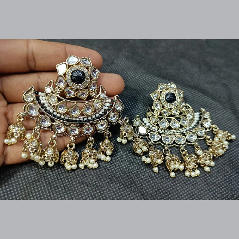 unique earrings for women -Rani Sati Jewels Gold Plated Kundan Stone And Pearl Dangler Earrings