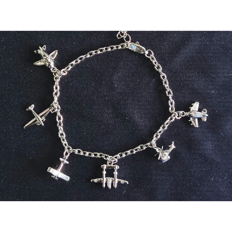 trendy leather bangles -Aviation Charm Bracelet