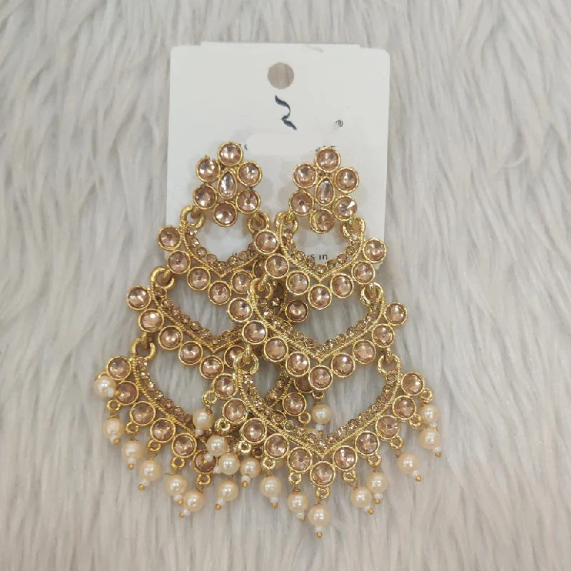 classic pearl earrings -Dhwani Gold Plated Crystal Stone Dangler Earrings