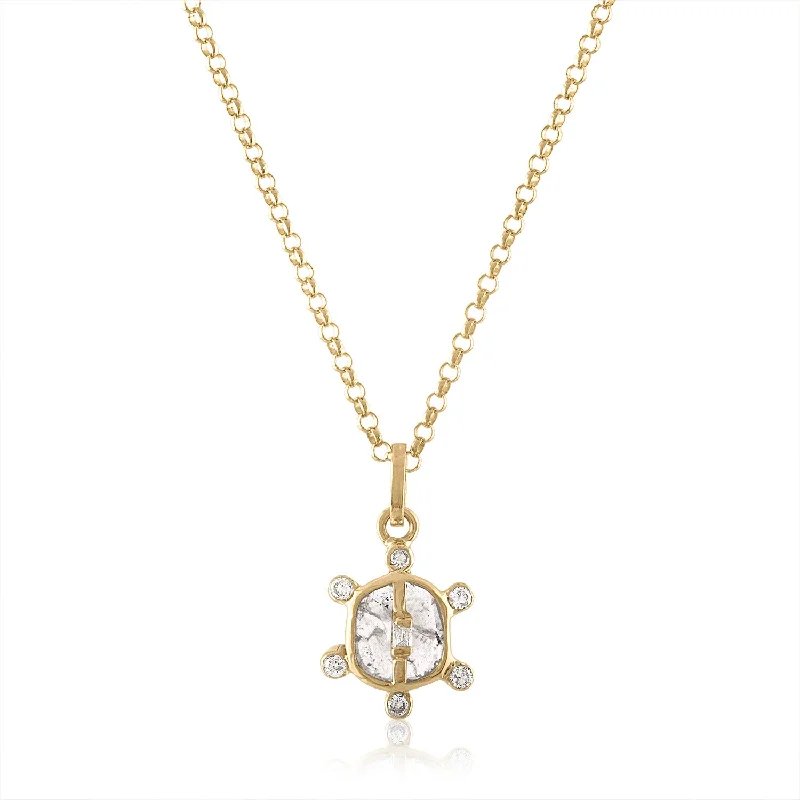 women’s gold-plated pendants -NORA DIAMOND SLICE PENDANT