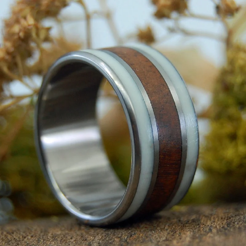 fashion rings with stones -Deer And A Walnut | Men's Deer Antler, Walnut Wood & Titanium Wedding Ring