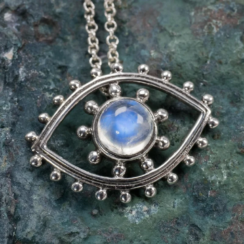 matching necklaces for couples -Moonstone Eye Necklace