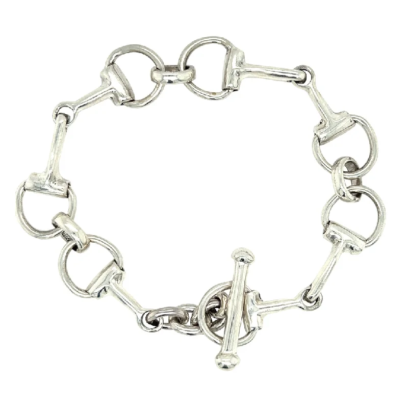 classic bangle bracelets -Silver Horse Bit Bracelet