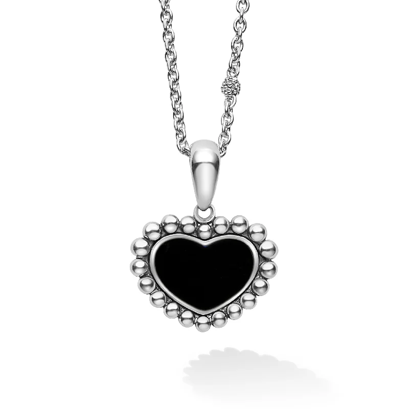 butterfly pendant necklaces -Maya Onyx Heart Necklace