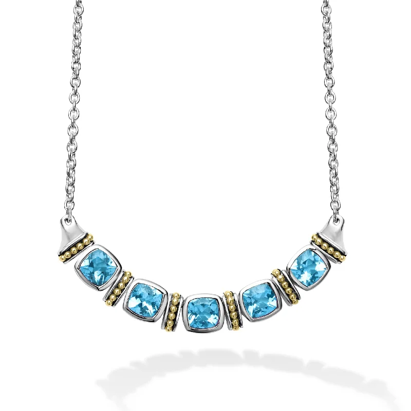 zodiac sign necklaces for women -Rittenhouse Five Station Swiss Blue Topaz Necklace