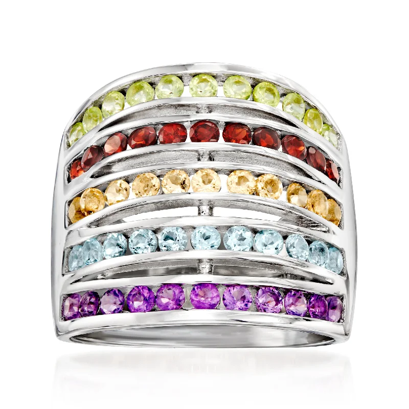 timeless diamond engagement rings -Ross-Simons Multi-Gemstone Ring in Sterling Silver