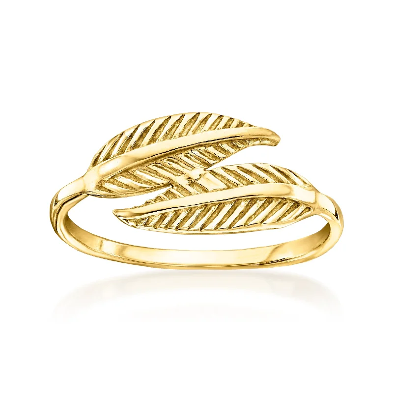 eco-friendly engagement rings -Canaria 10kt Yellow Gold Leaf Bypass Ring