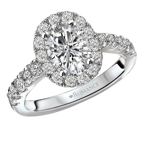 stackable wedding rings with engagement ring -Halo Semi-Mount Diamond Ring