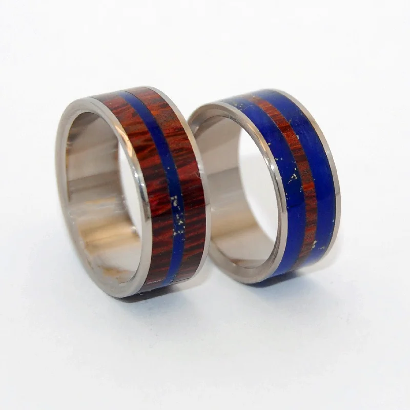 unique band rings -Lapis Red Palm |  Red Palm Wood & Lapis Lazuli Stone Titanium & Wood Wedding Ring