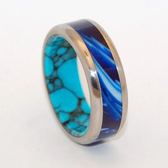 gemstone-studded wedding rings -She Said Yes !! | Men's Turquoise & Titanium Wedding Ring