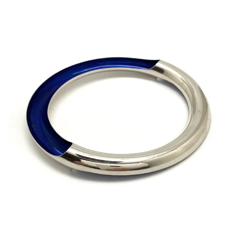 classic bangle bracelets -Bright Silver and Blue Bangle