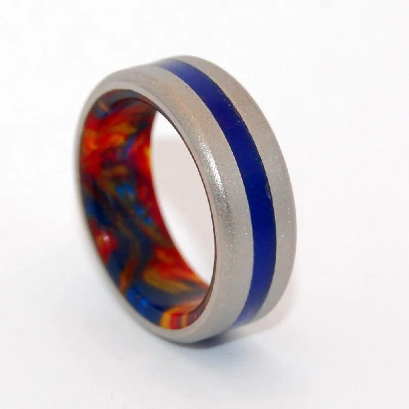 unique engagement ring designs -Hot Lava Cool Sea | Men's Titanium Wedding Ring