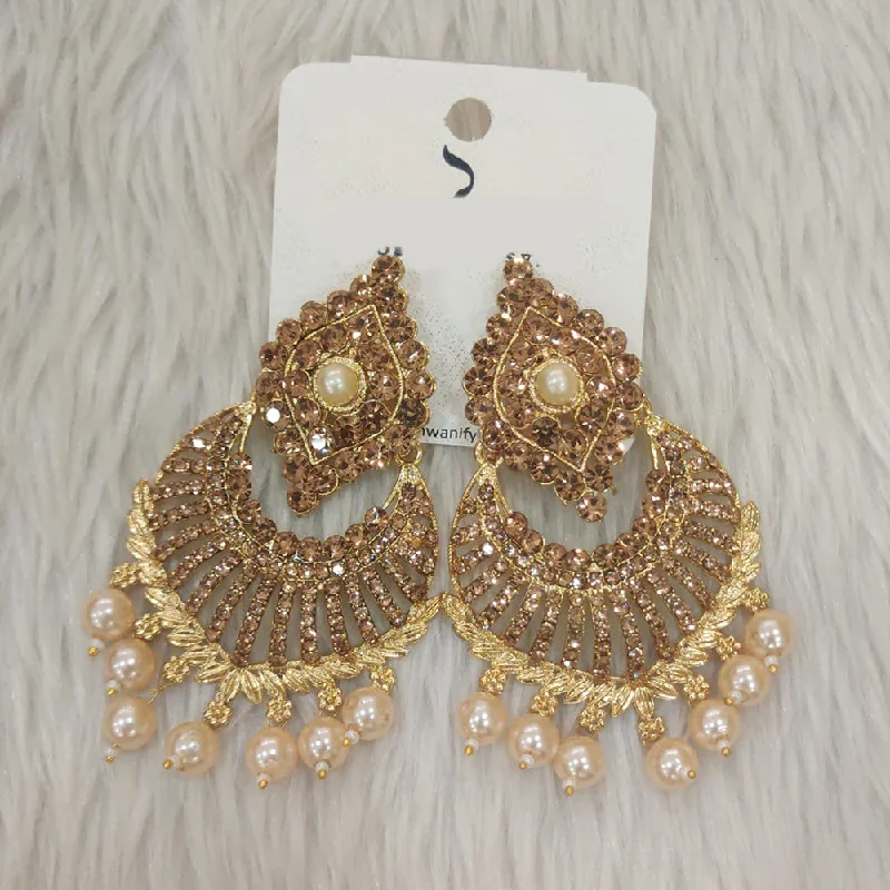 elegant diamond earrings -Dhwani Gold Plated Austrian Stone Dangler Earrings