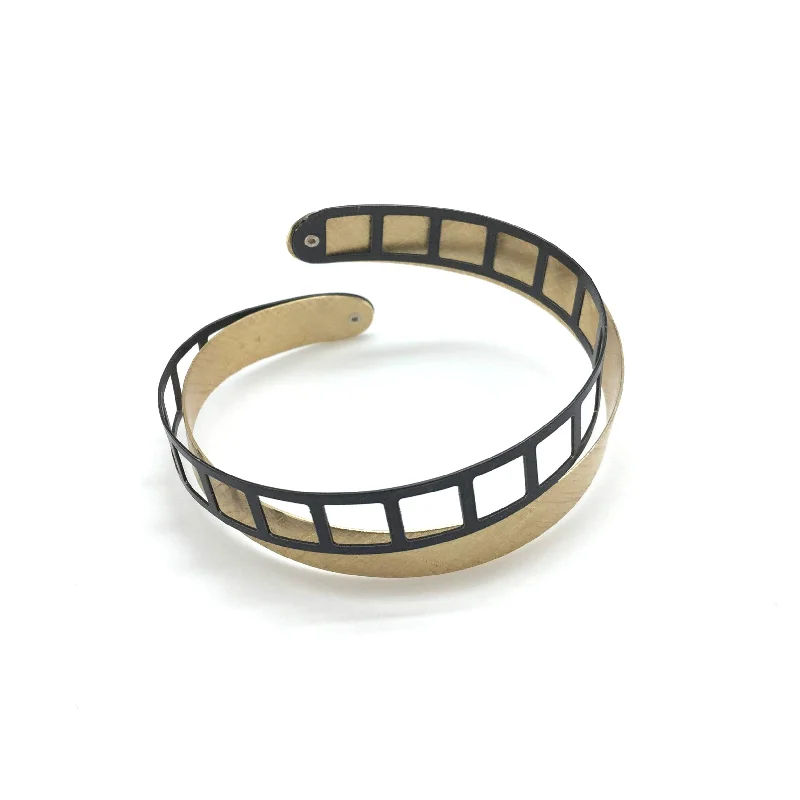 women’s charm bracelets -Oxidized Silver and Gold Vermeil Film Strip Bracelet