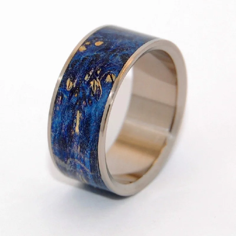 beautiful sapphire rings -Shooting Stars | Men's Blue Box Elder Wood & Titanium Wedding Ring