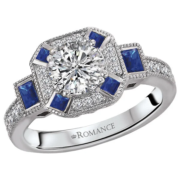 women’s wedding and engagement rings -Sapphire and Diamond Semi-Mount Ring