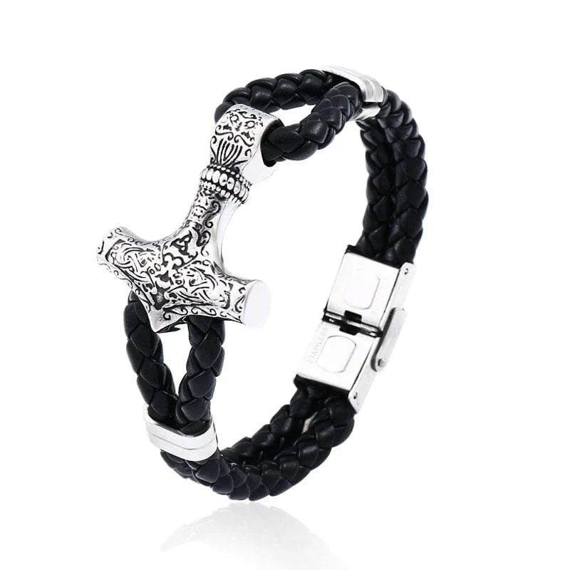 holiday bracelet gifts for women -Men's Punk Hammer Carved Bracelet