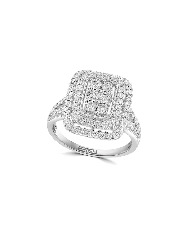 engagement rings with pink diamonds -Effy Fine Jewelry Silver 0.95 ct. tw. Diamond Ring