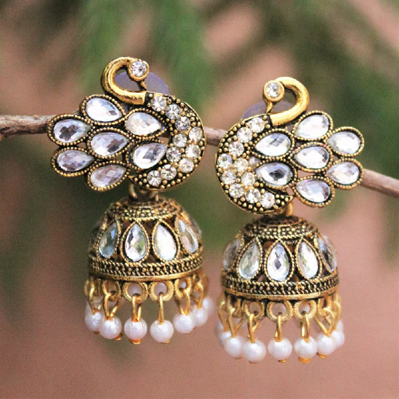 dainty earrings for women -H K Fashion Gold Plated Crystal Stone Jhumki Earrings