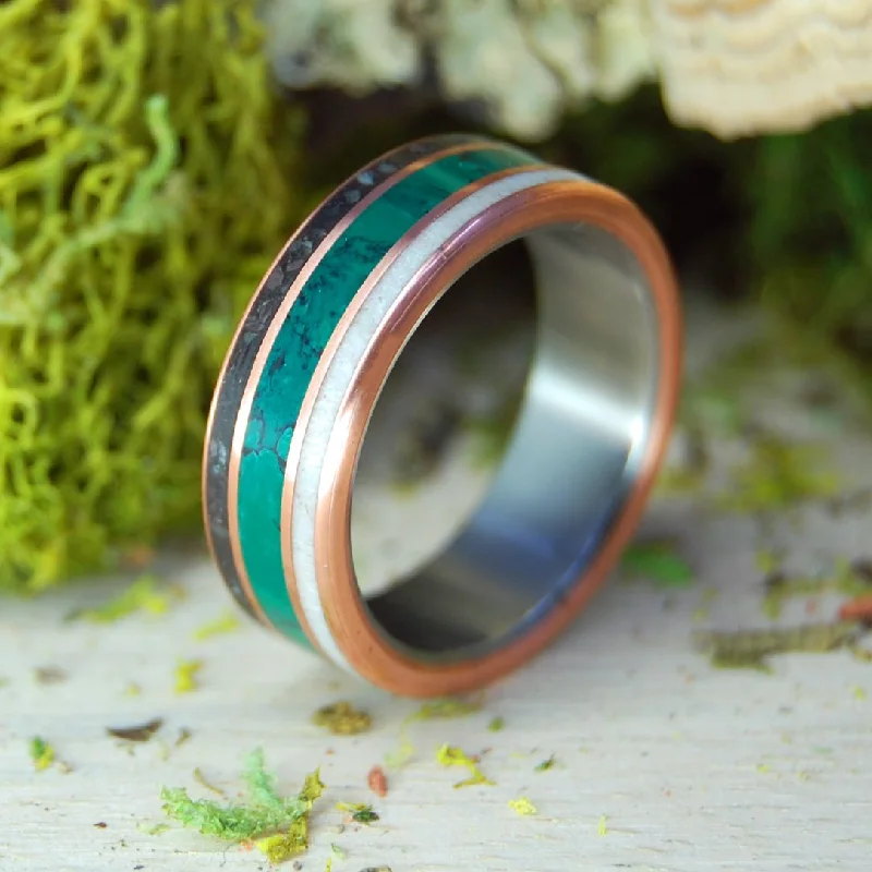 birthstone rings for women -Arlington Cemetary Marble Jade | Men's Copper, Jade, Deer Antler, Arlington Cemetery Marble & Titanium Wedding Ring