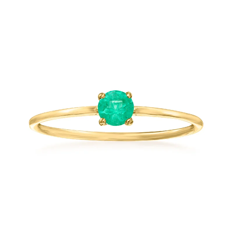 trendy sapphire engagement rings -Ross-Simons Emerald Ring in 14kt Yellow Gold.