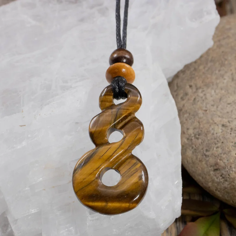 stylish necklaces for casual wear -Tiger's Eye | Sacred Symbols Infinity Loop Amulet