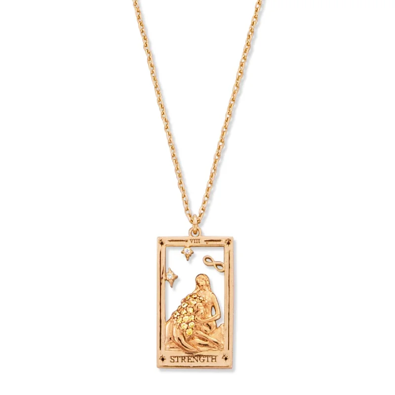 affordable gold necklaces for women -'Strength' Tarot Card Pendant Necklace