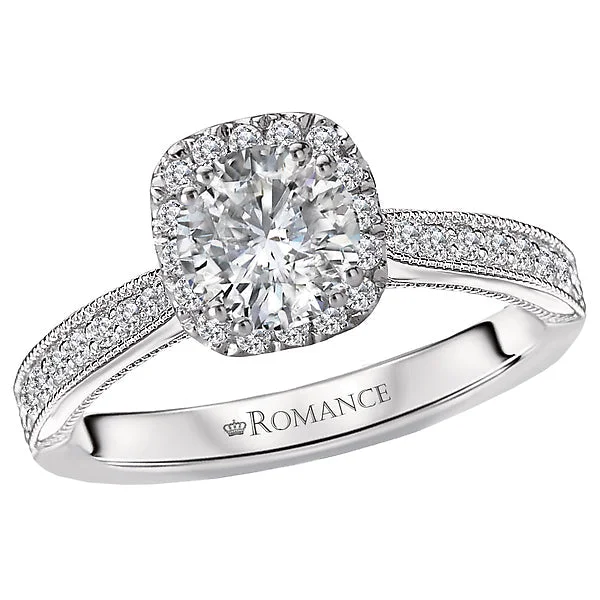 engagement rings with halo settings -Halo Semi-Mount Diamond Ring