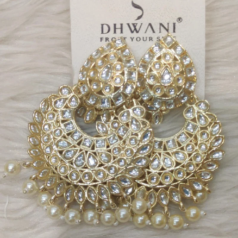 stunning hoop earrings -Dhwani Gold Plated Kundan Stone Dangler Earrings