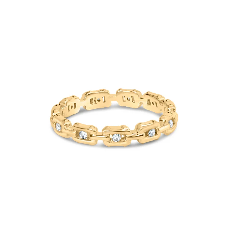 engagement rings with colored stones -10K Yellow Gold 1/10 Cttw Paperclip Style Link Band Ring